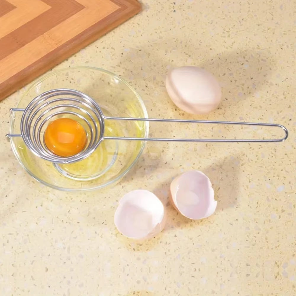 1PC Spiral 304 Stainless Steel Egg White Separator Egg Yolk Remover Divider with Long Handle Kitchen Tool