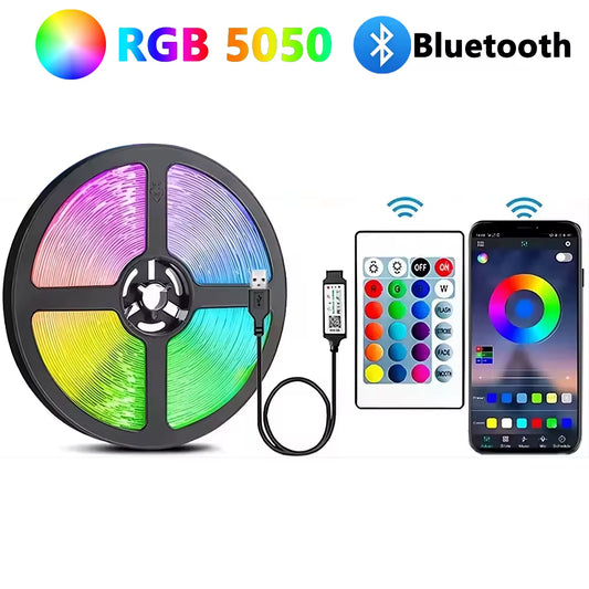 DC5V RGB LED Strip Light 1/2/3/4/5/10M USB 24Key Bluetooth Remote Control Flexible Lamp Tape for TV Background Home Decor