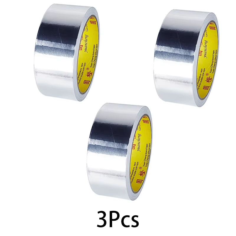 1Roll High Temperature Resistant Aluminum Foil Tape, Waterproof and Oil-Proof, Flame-Retardant and Sun-Proof, Hand-Tearable