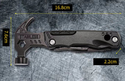 Herramienta Multiusos Táctica - Martillo y Alicates Plegables de Acero Inoxidable - Equipo de Emergencia y Camping 12-en-1