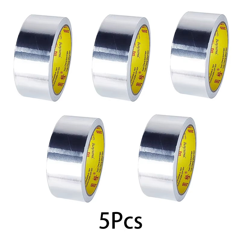 1Roll High Temperature Resistant Aluminum Foil Tape, Waterproof and Oil-Proof, Flame-Retardant and Sun-Proof, Hand-Tearable